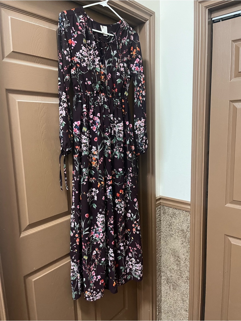 Japna purple Maxi Dress with Pink, Green & Orange Floral